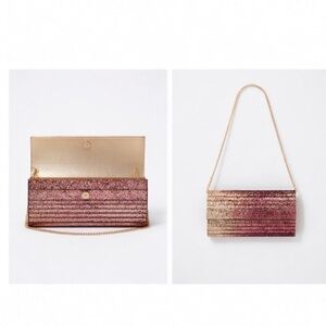 Jimmy Choo Sweetie Dégradé Clutch Pink Gold Ombre w/ Gold Chain Strap- W Receipt